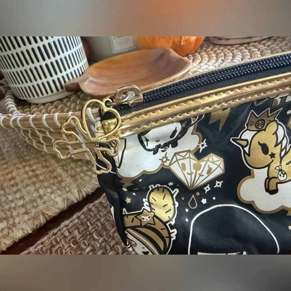 Tokidoki Black and Gold 24kt pouch